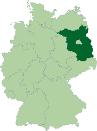 Localisation du Brandebourg (en vert foncé) à l'intérieur de l'Allemagne