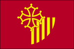 Ce drapeau, bien qu'il ait t remplac en 2004, prsente l'ancien emblme rgional. Celui ci est form des pals catalans jaunes et rouges surmonts de la croix de Toulouse.
