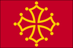 Le drapeau de la rgion Midi-Pyrnes utilise les armoiries du Languedoc, composes de gueules  la croix de Toulouse. Il correspond aussi  l'ancienne province du Languedoc et de l'Occitanie.
