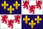 Le drapeau picard provient des armes mises en bannire; ces armes, compose d'azur  trois fleurs-de-lys d'une part et d'argent  trois lions de gueules d'une autre part sont relativement rcentes.
